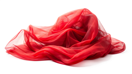  red veil textile isolated on white background.PND