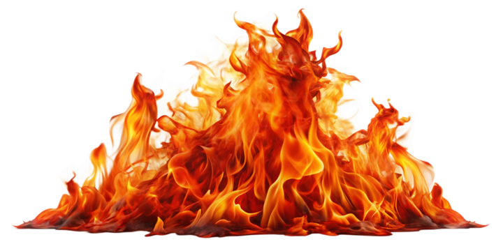  red hot fire isolated on white background PNG