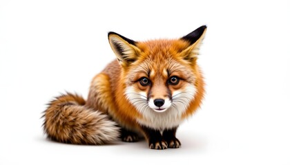 Obraz premium The red fox had a sleek coat of fur, with vibrant shades of red, orange, and white. Its piercing eyes gazed directly at the camera, reflecting a sense of curiosity and intelligence