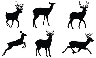 deer silhouette set on white background