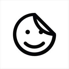 A peeled-back sticker with a smiley face, suggesting happiness or positivity.