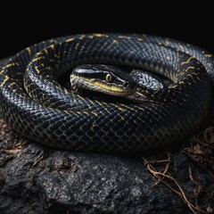 Obraz premium snake on a black background
