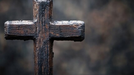 Charred Wooden Cross: A Symbol of Faith