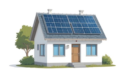 Fototapeta premium Solar Panel Home Energy Efficiency Design