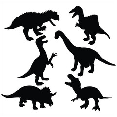 dinosaurs silhouettes vector collection