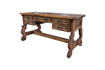 antique wooden table  Lot - Carved Spanish Baroque-Style Desk