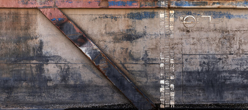 Detailed texture of a weathered industrial metal hull