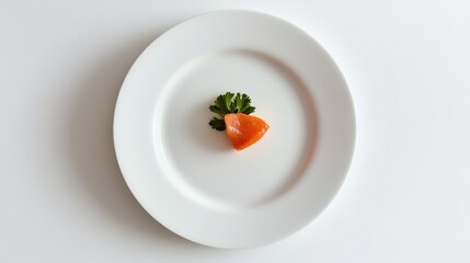 A small portion of orange food on a white plate