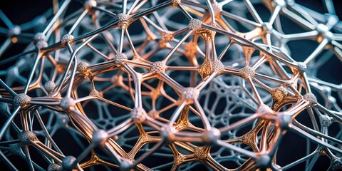 Abstract 3D Gold White Organic Network Macro Photography - Futuristic Science Design