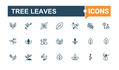 Fototapeta premium Tree Leaves modern icon. It contains symbols to ecological, tree, environment, eco, natural. Leaves icon set. Outline icons pack. Editable vector outline and solid icons.