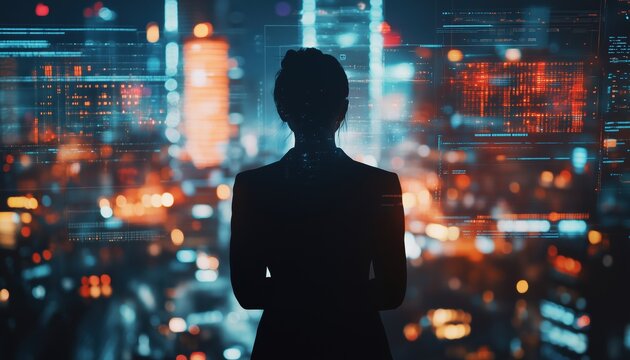 Young Business Person Explores The Intersection Of Graphical User Interface, Internet Of Things - Powered by Adobe