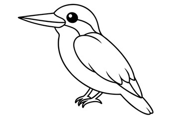 a cute kingfisher line art silhouette vector illustration
