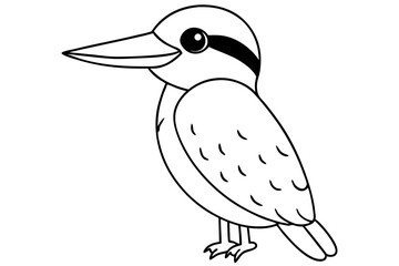 a cute kingfisher line art silhouette vector illustration