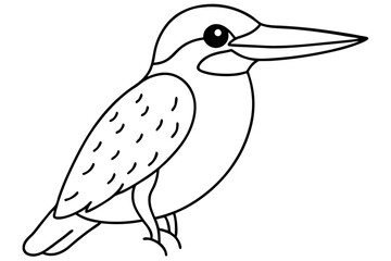 a cute kingfisher line art silhouette vector illustration