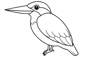 a cute kingfisher line art silhouette vector illustration