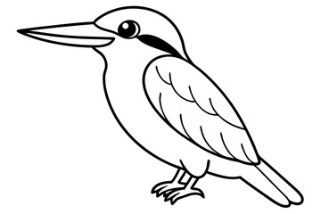a cute kingfisher line art silhouette vector illustration