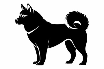 akita inu line art silhouette vector illustration