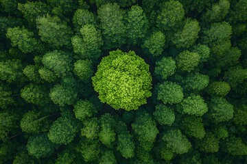 Aerial View: Forest Canopy for Single Tree.