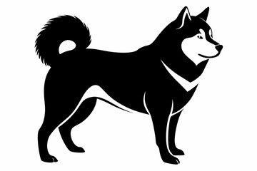 akita inu line art silhouette vector illustration