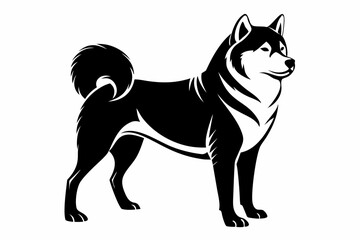 akita inu line art silhouette vector illustration