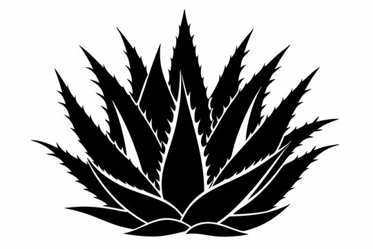 black aloe vera plant silhouette clip art preview