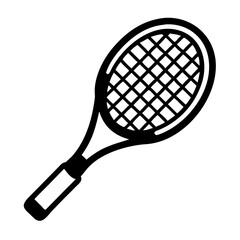 Tennis racket icon in black and white