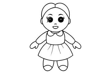 baby doll line art silhouette vector illustration