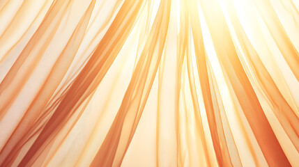 Radiant Sunlight Through Orange Drapes: Soft, sheer orange curtains are gently illuminated by a warm, inviting ray of sunlight, casting an ethereal glow and creating a sense of tranquility.