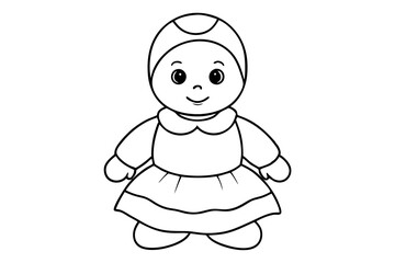 baby doll line art silhouette vector illustration