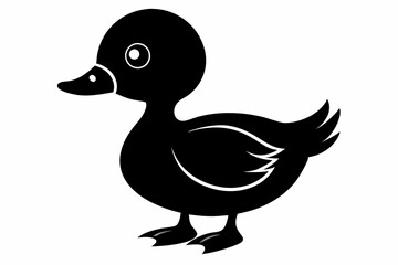 baby duck line art silhouette vector illustration