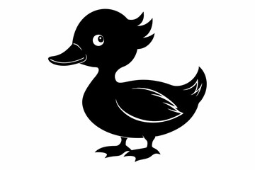 Fototapeta premium baby duck line art silhouette vector illustration