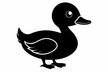 baby duck line art silhouette vector illustration
