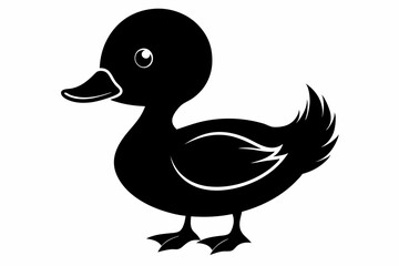 baby duck line art silhouette vector illustration