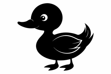 baby duck line art silhouette vector illustration