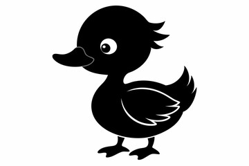 Fototapeta premium baby duck line art silhouette vector illustration
