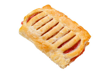 Raspberry strudel isolated on white