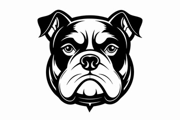bulldog head line art silhouette vector illustration