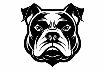 bulldog head line art silhouette vector illustration