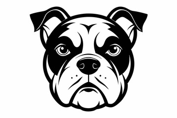 bulldog head line art silhouette vector illustration