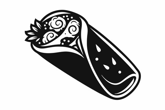 recommend clip art: burrito line art silhouette vector illustration