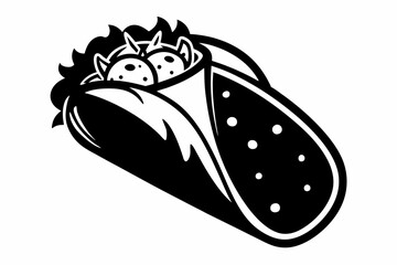 burrito line art silhouette vector illustration