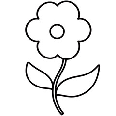 Outline flowers and plants on earth 