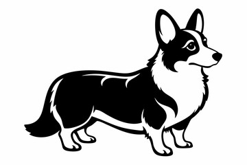 corgi dog line art silhouette vector illustration