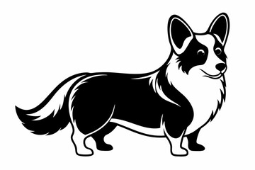 corgi dog line art silhouette vector illustration