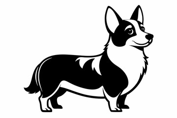 corgi dog line art silhouette vector illustration