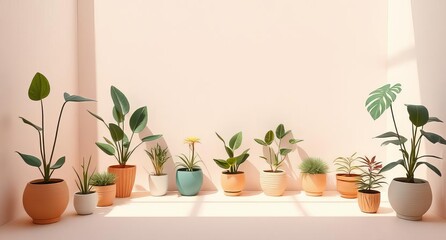 Fototapeta premium Indoor plants in a vase and pot enhance home decor