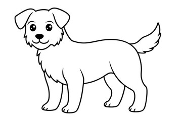 cute dog line art silhouette vector illustration