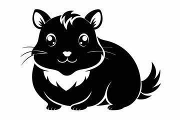 Fototapeta premium cute little hamster line art silhouette vector illustration