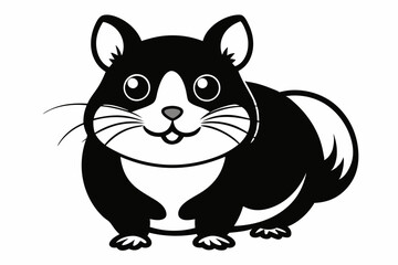 cute little hamster line art silhouette vector illustration
