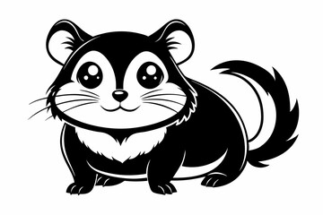 cute little hamster line art silhouette vector illustration